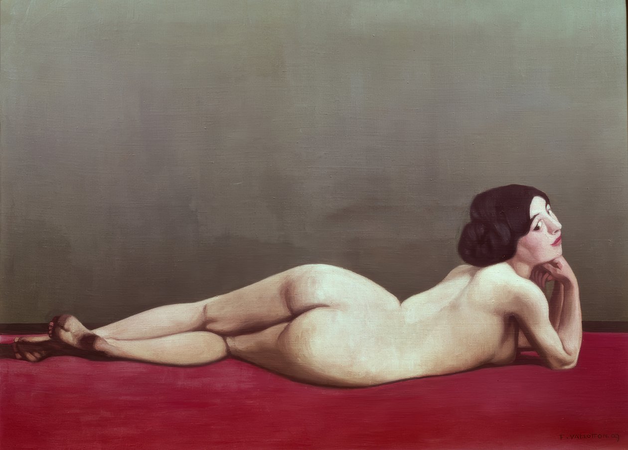 Reclining Nude on Red Carpet by Félix Vallotton
