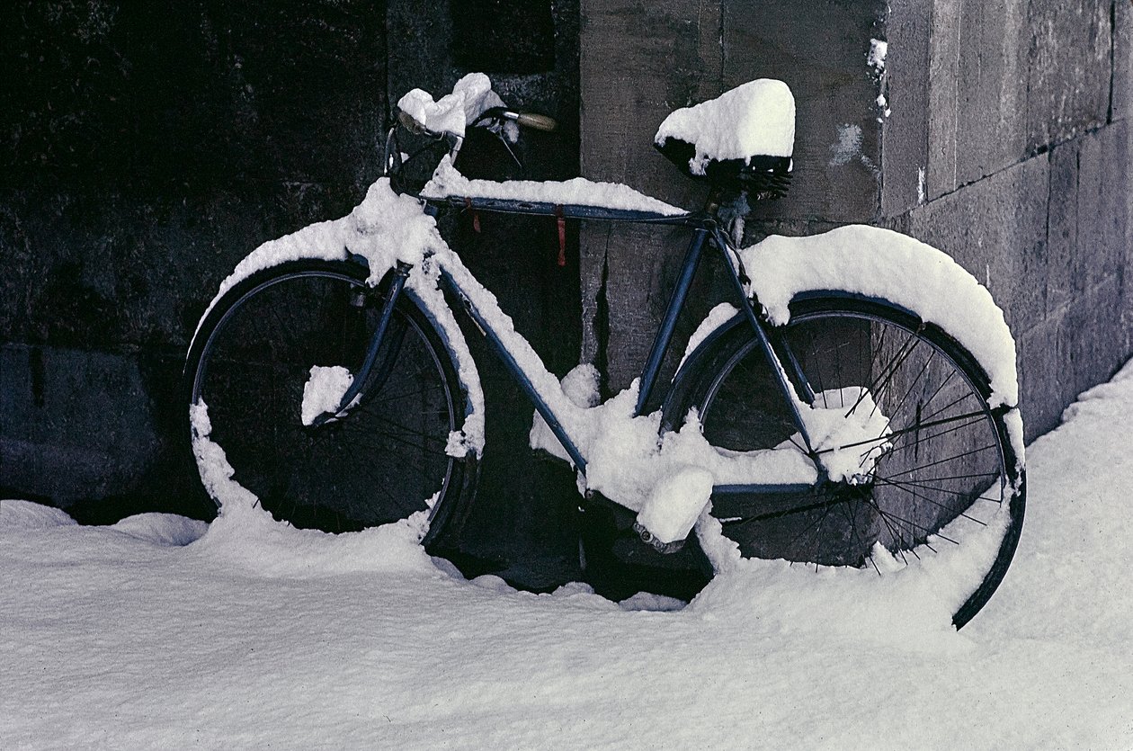 Cycling in the Snow, Florence by Fosco Maraini
