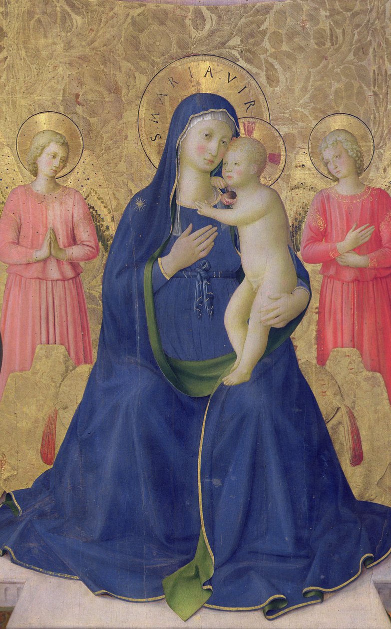 The Bosco ai Frati Altarpiece: The Virgin and Child enthroned with two angels (detail) by Fra Angelico