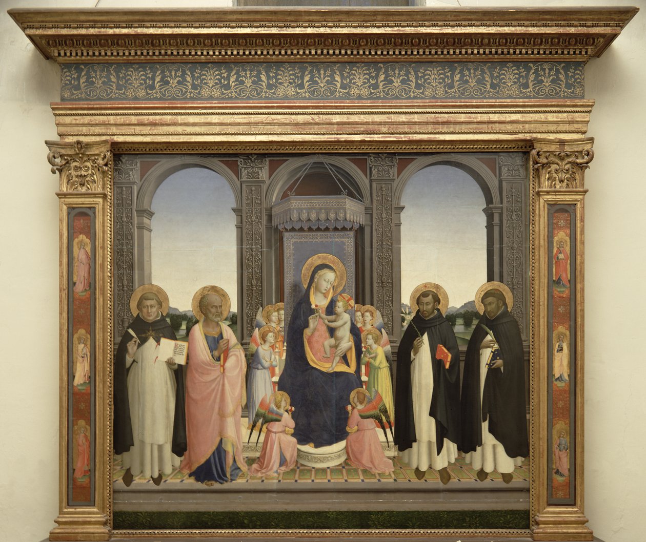 Virgin and Child enthroned with Angels and St. Thomas Aquinas, St. Barnabas, St. Dominic, and St. Peter Martyr by Fra Angelico