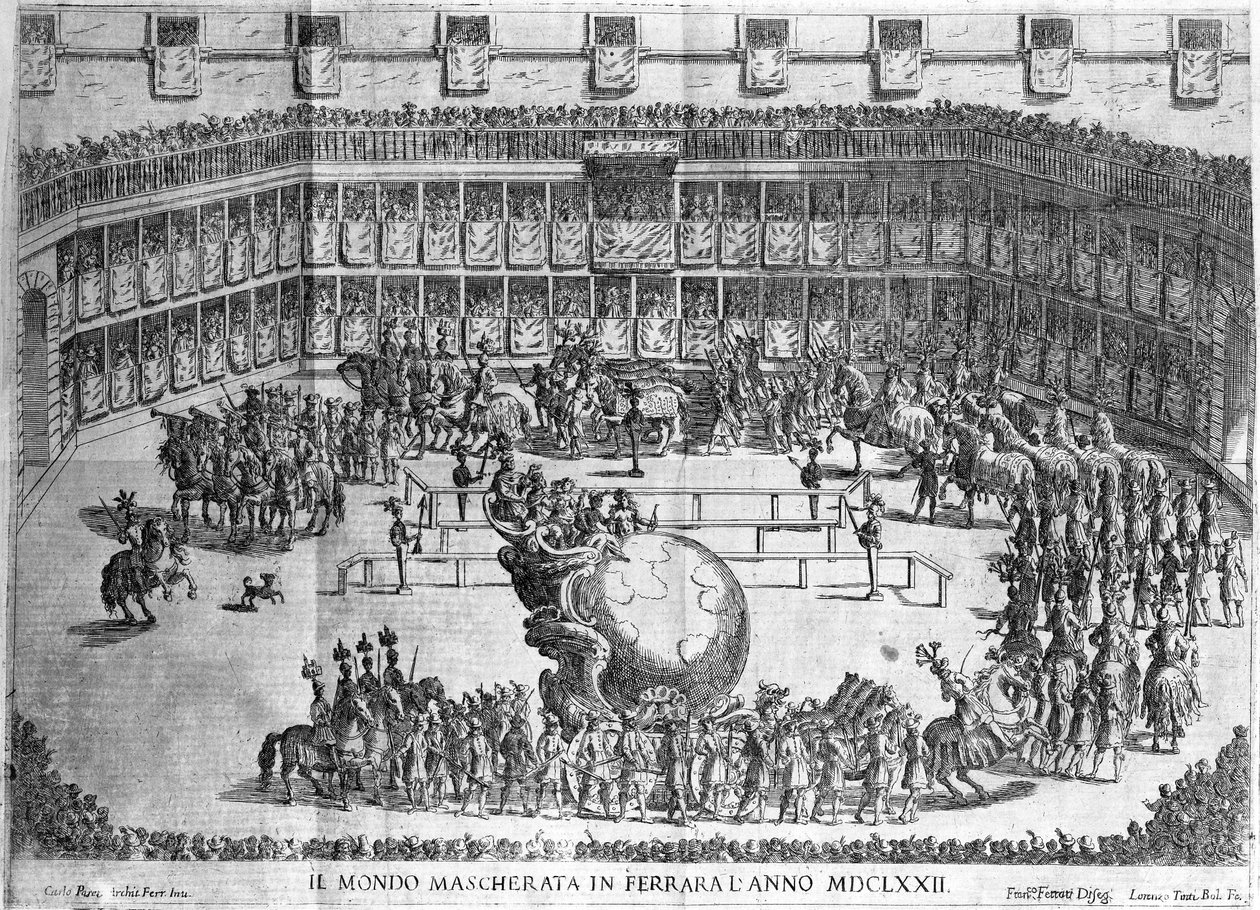 Procession of the Globe, Ferrara, engraved by Lorenzo Tinti by Francesco Ferrari
