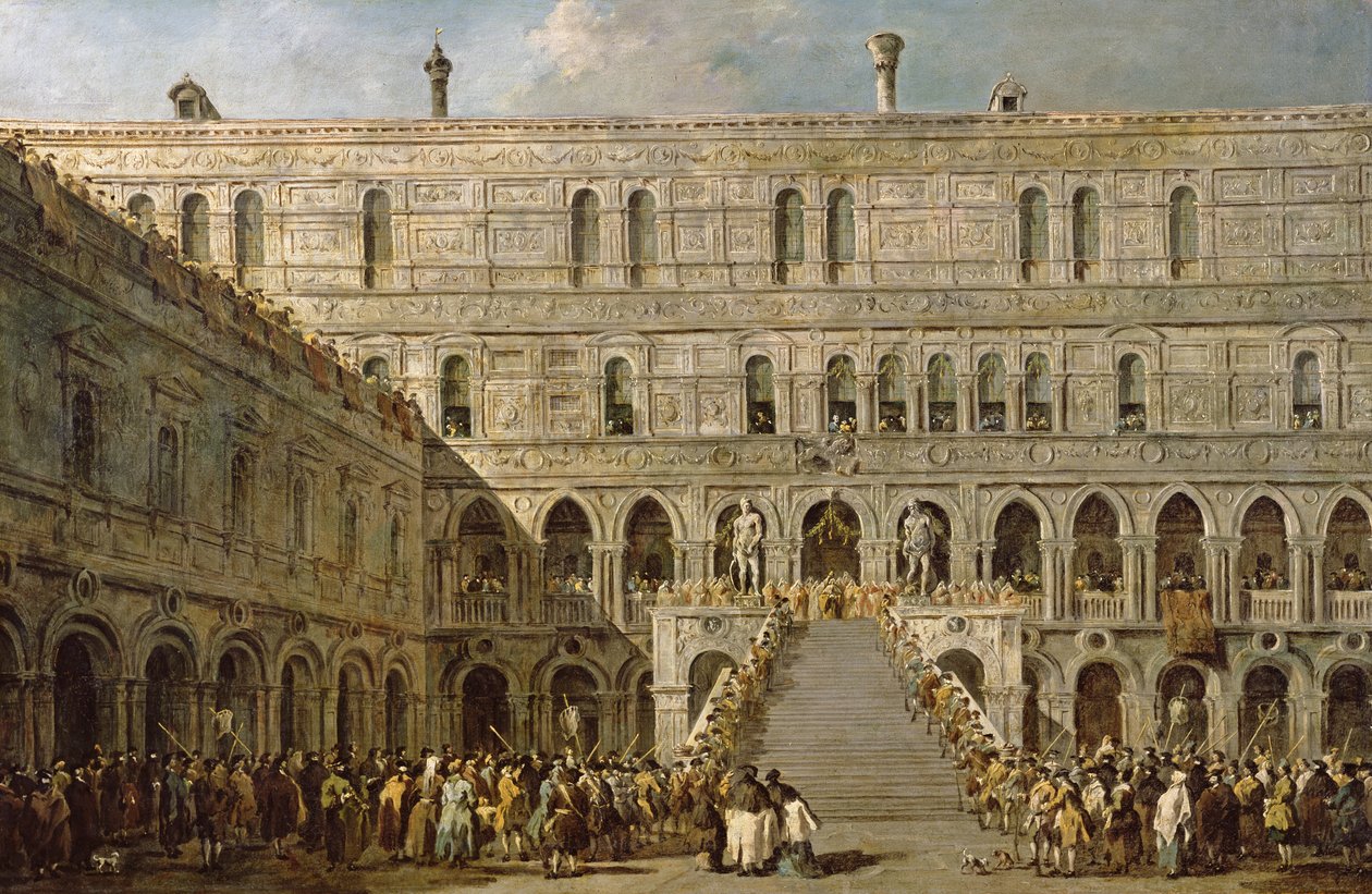 The Coronation of the Doge of Venice on the Scala dei Giganti of the Palazzo Ducale by Francesco Guardi