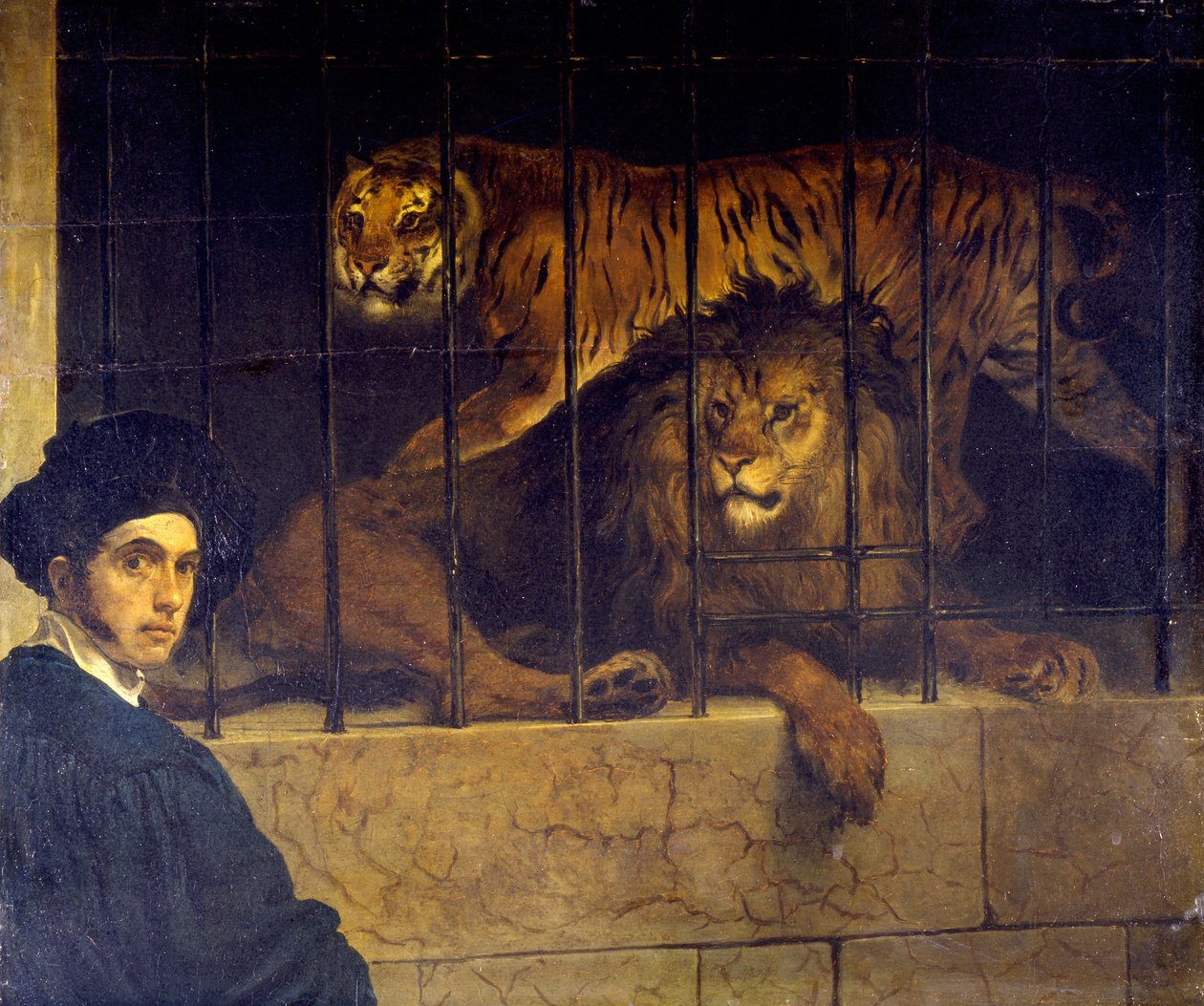 Self-portrait with Tiger and Lion by Francesco Hayez