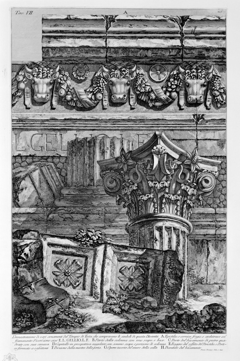 Demonstration of various ornaments of the Temple of Vesta, proving the symbols of this Deity by Francesco Piranesi