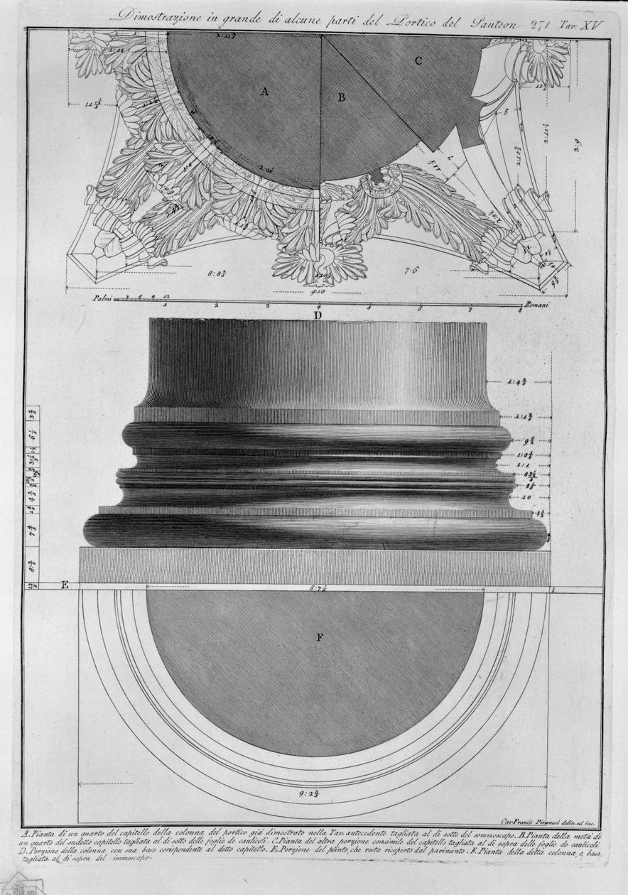 Large Demonstration of Some Parts of the Portico of the Pantheon by Francesco Piranesi