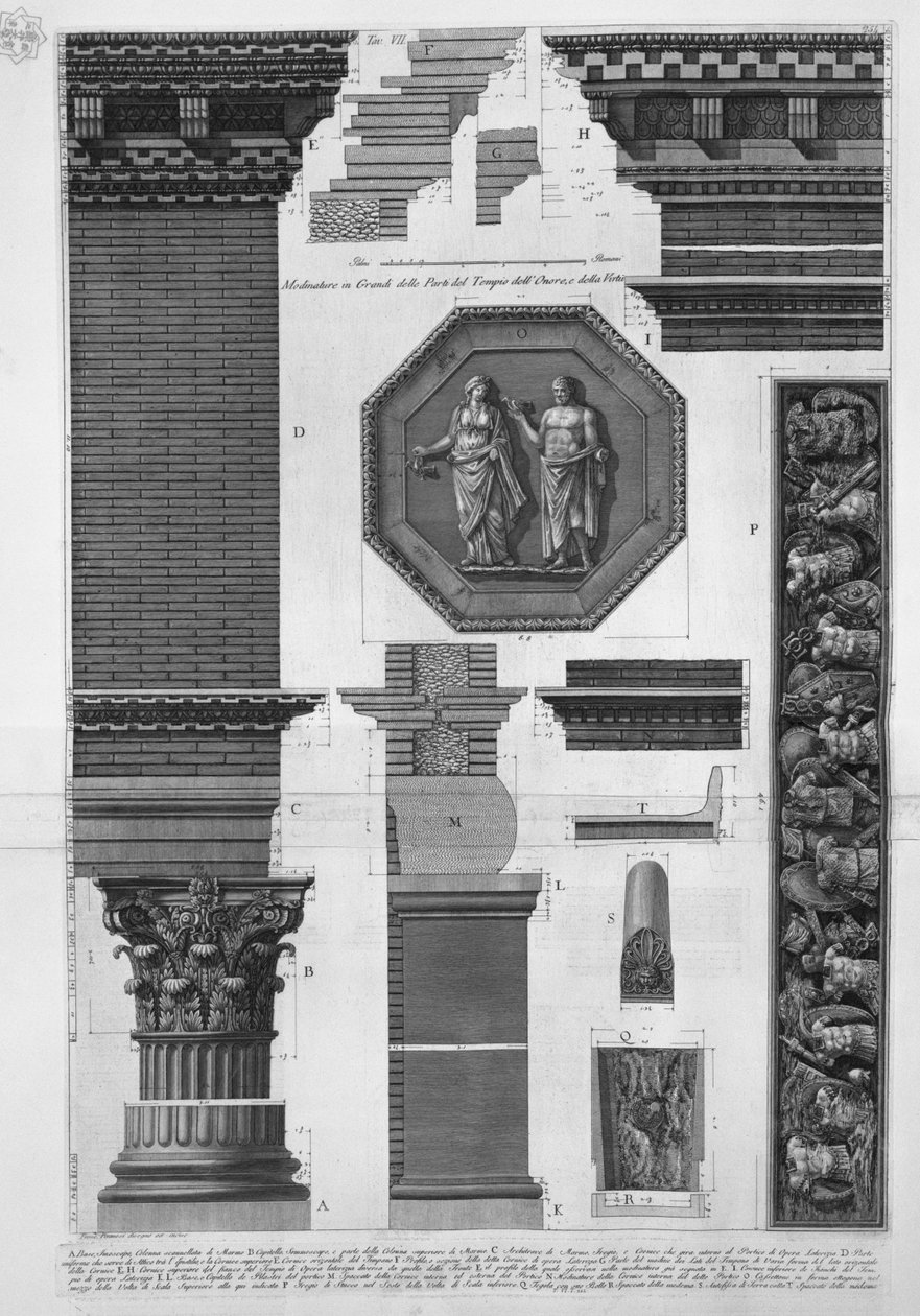 Large Moldings of the Parts of the Temple of Honor and Virtue by Francesco Piranesi