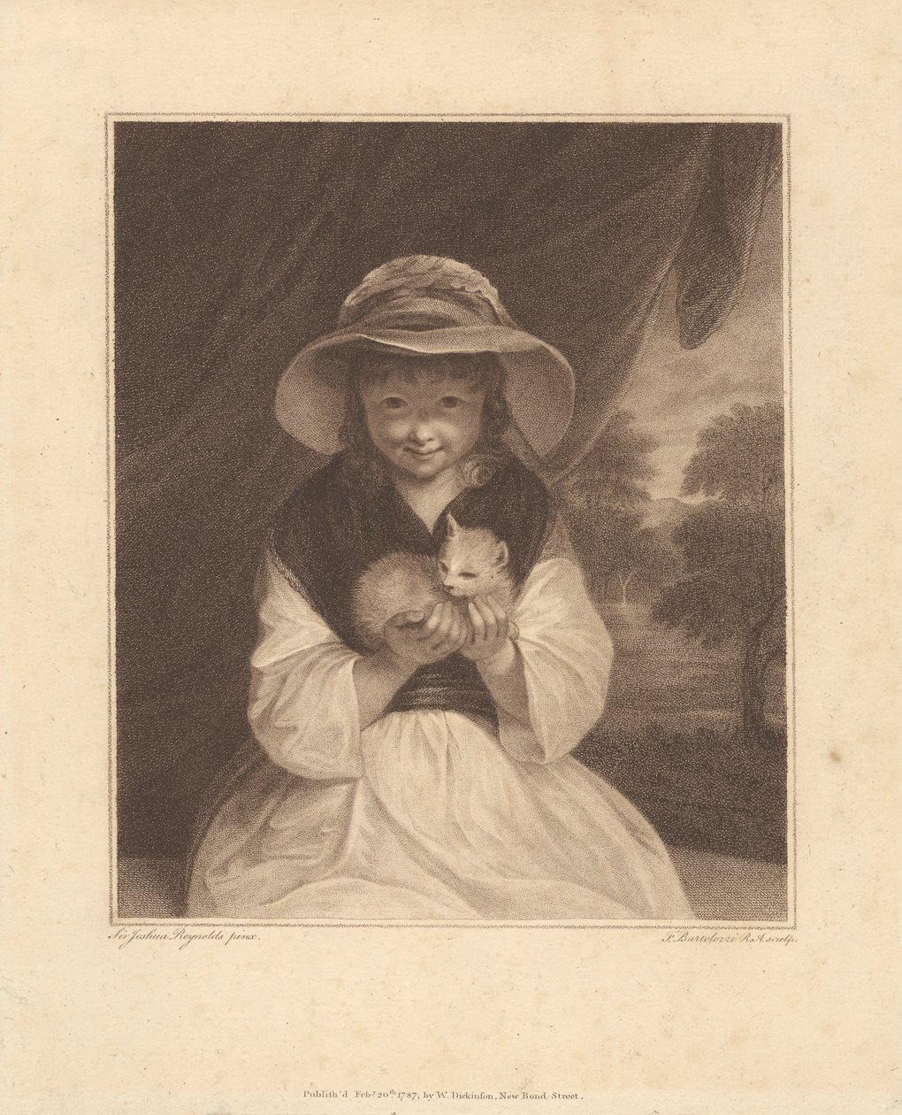 Girl with a Kitten by Francesco Bartolozzi