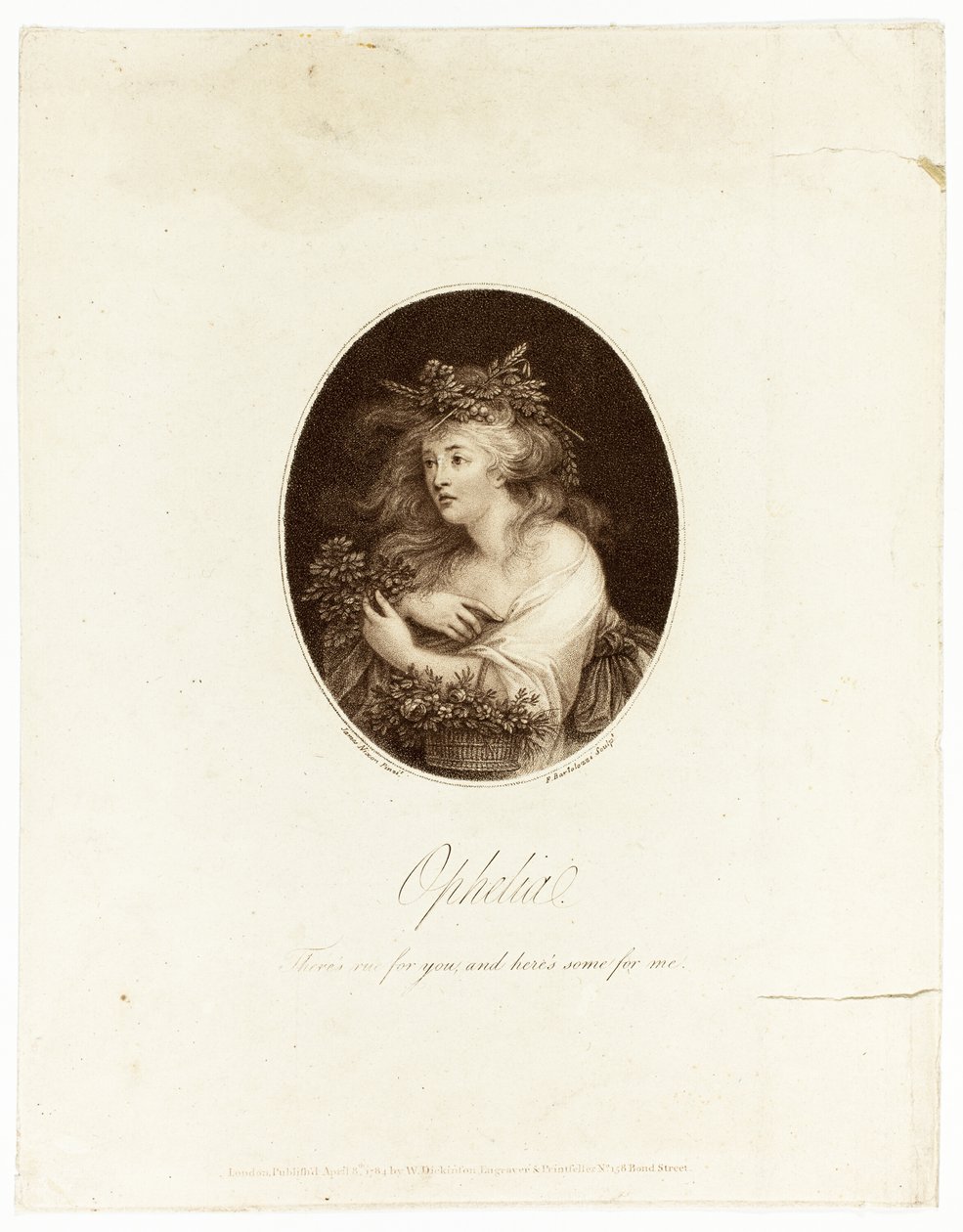 Ophelia by Francesco Bartolozzi