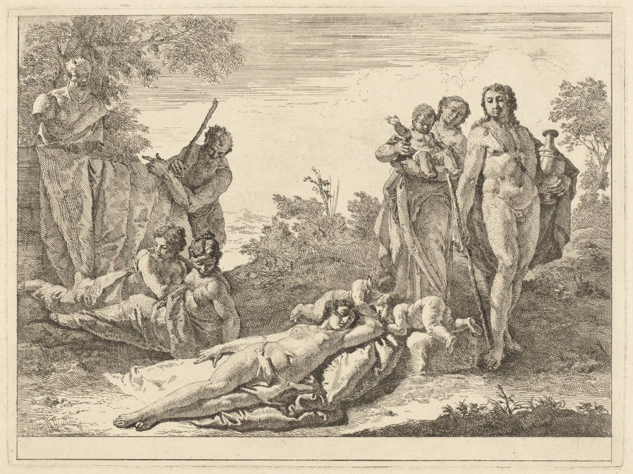 Nine Figures around a Herm of Pan by Francesco Fontebasso