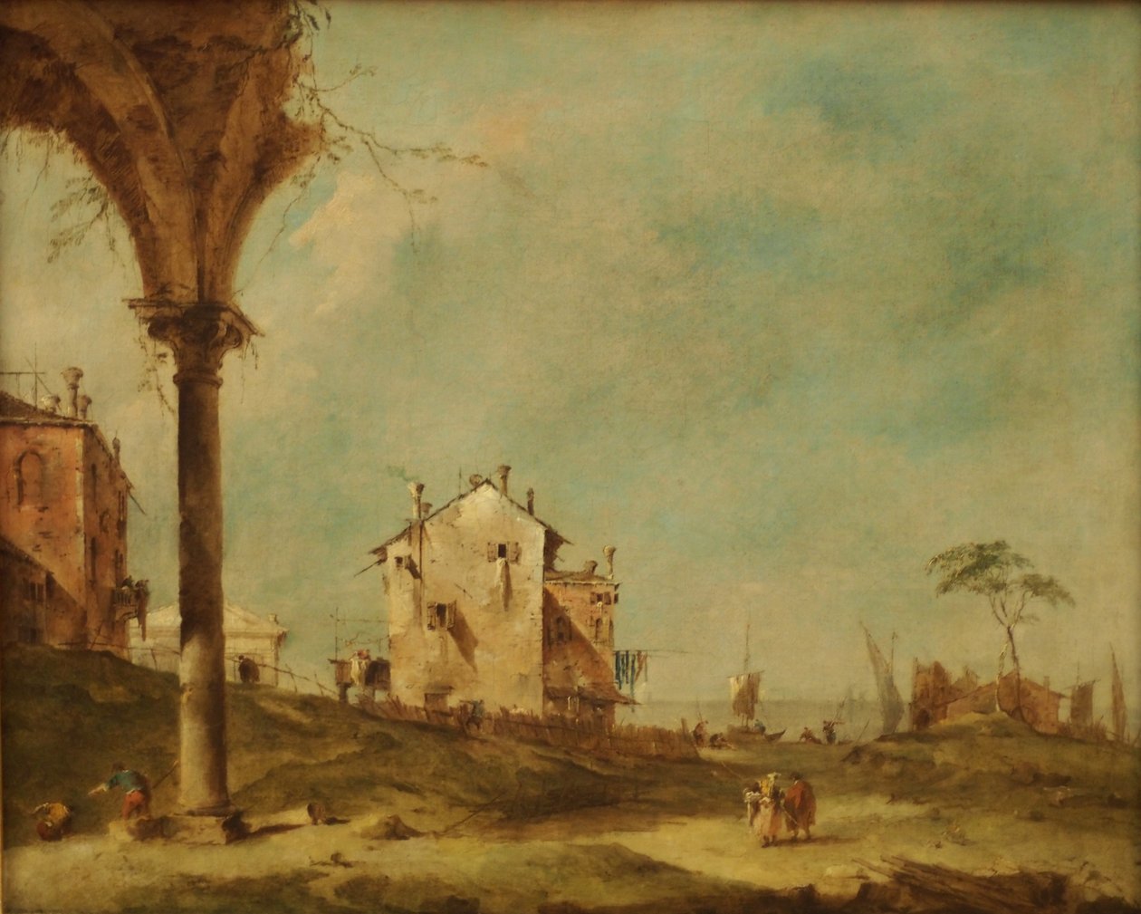Capriccio, Fantasy Landscape with Buildings by the Lagoon by Francesco Guardi