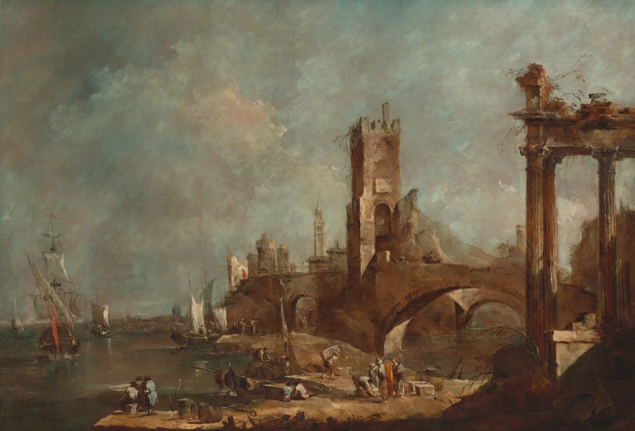 Capriccio of a Harbor by Francesco Guardi