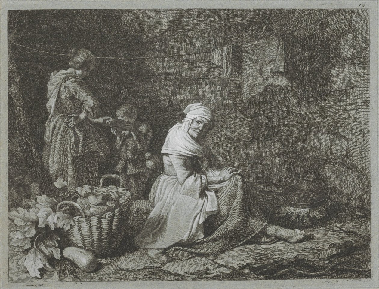Farmhouse Interior (Shepherd Scenes) by Francesco Londonio