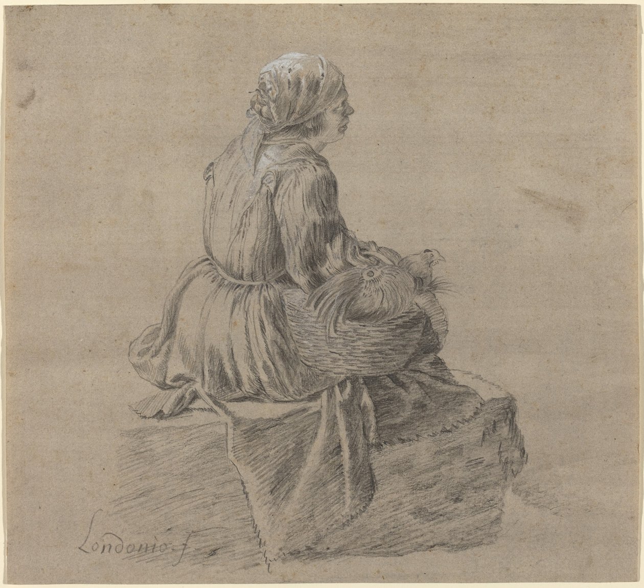 Seated Peasant Woman by Francesco Londonio