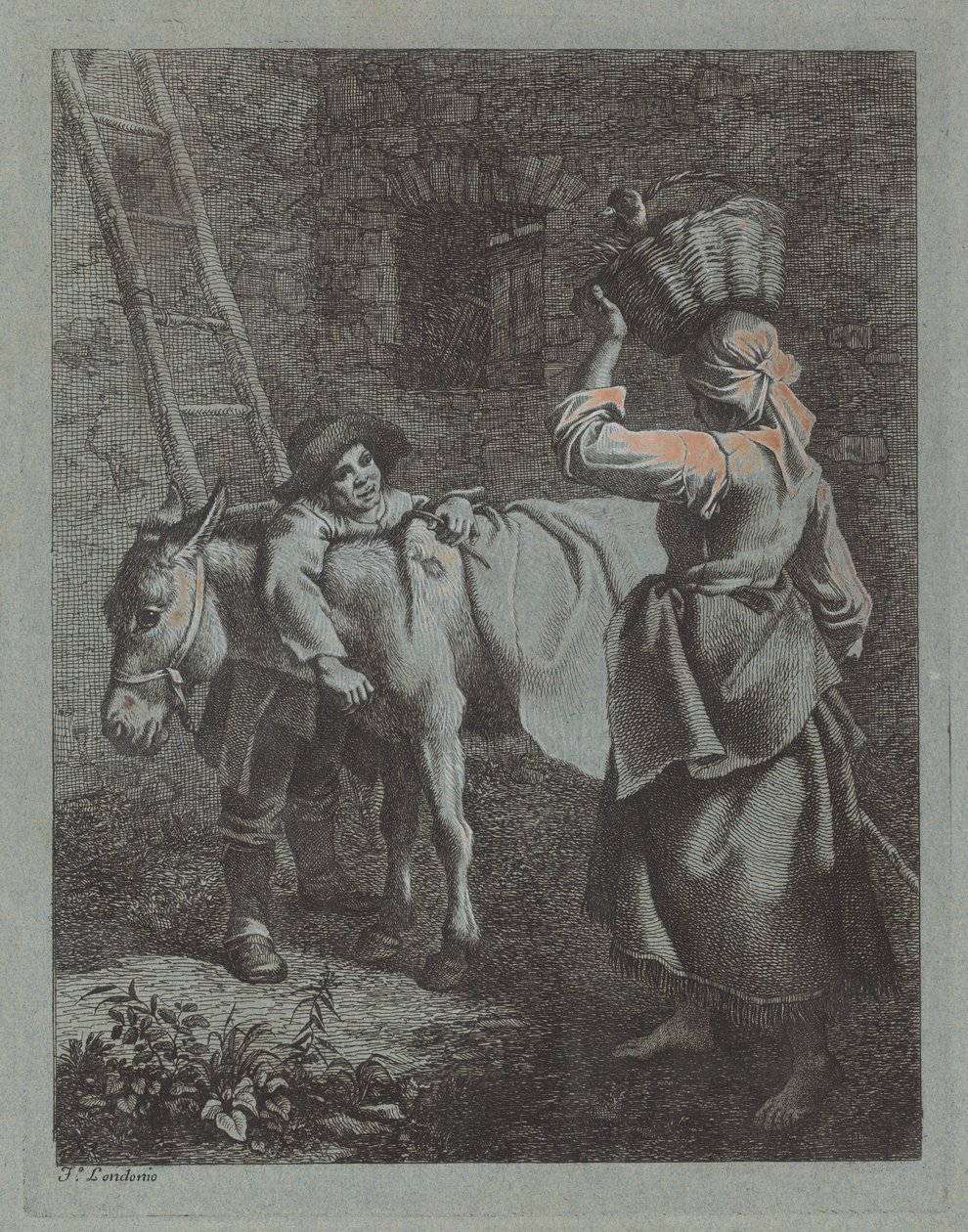 Shepherd Speaking to a Peasant Woman by Francesco Londonio