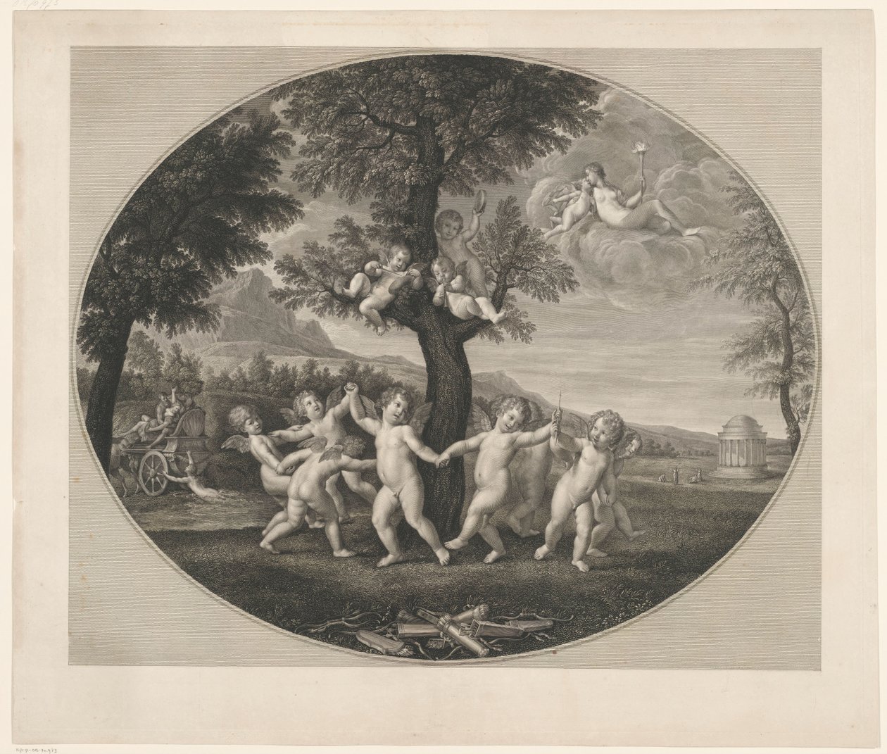 Putti Dancing Around a Tree by Francesco Rosaspina