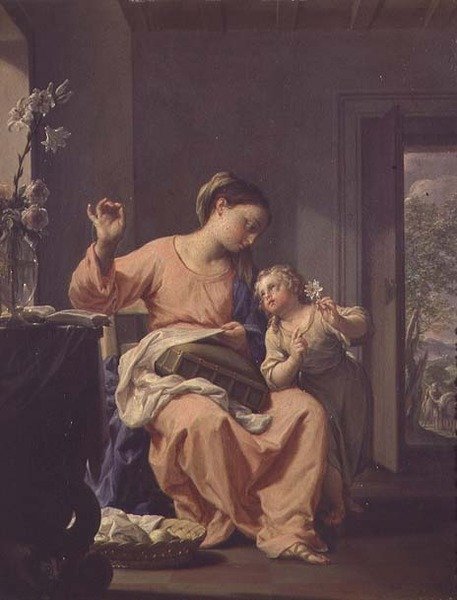 Madonna Sewing by Francesco Trevisani