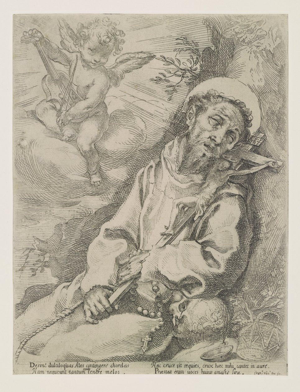 Saint Francis Consoled by a Musical Angel by Francesco Vanni