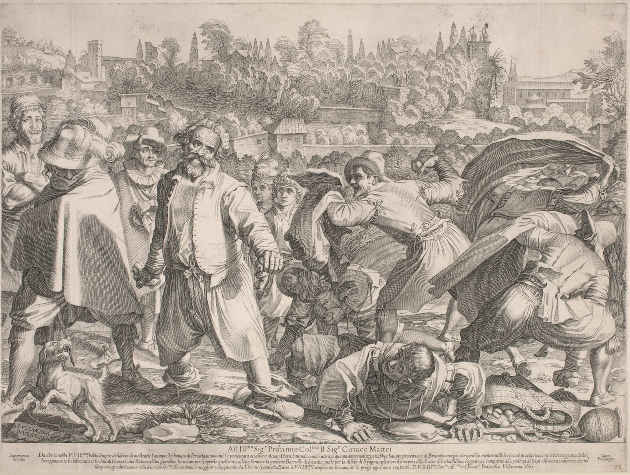 Brutto Buono Stoned by His Enemies by Francesco Villamena