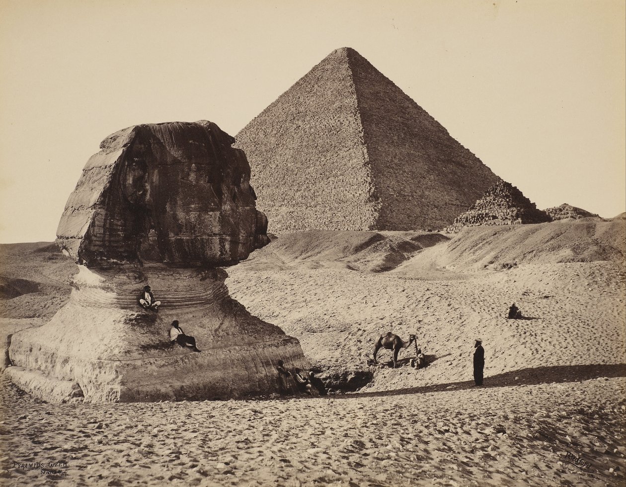 The Sphinx, the Great Pyramid and Two Lesser Pyramids, Ghizeh, Egypt by Francis Bedford