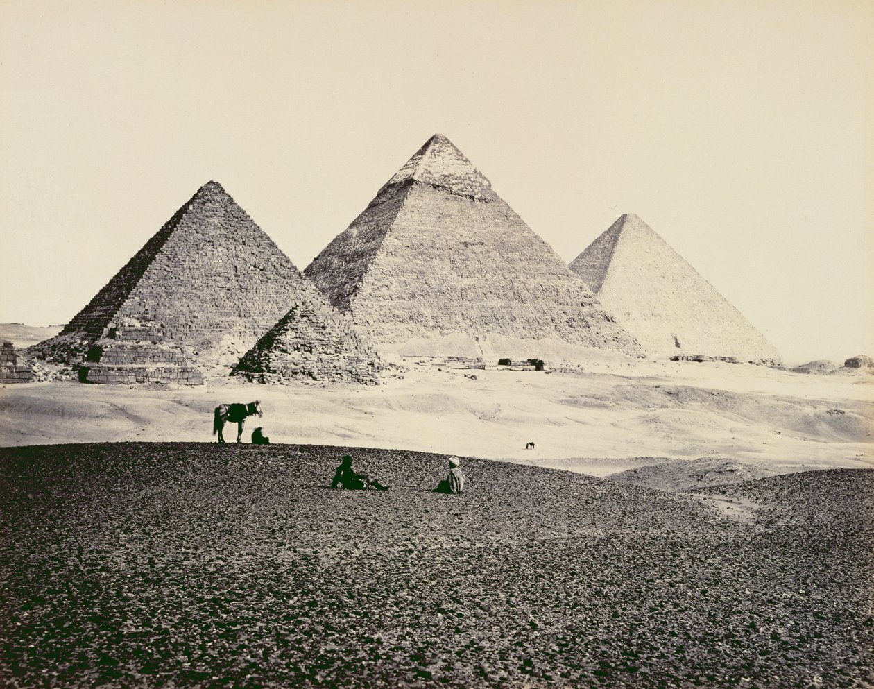 The Pyramids of El-Geezeh from the South West, 1858 by Francis Frith