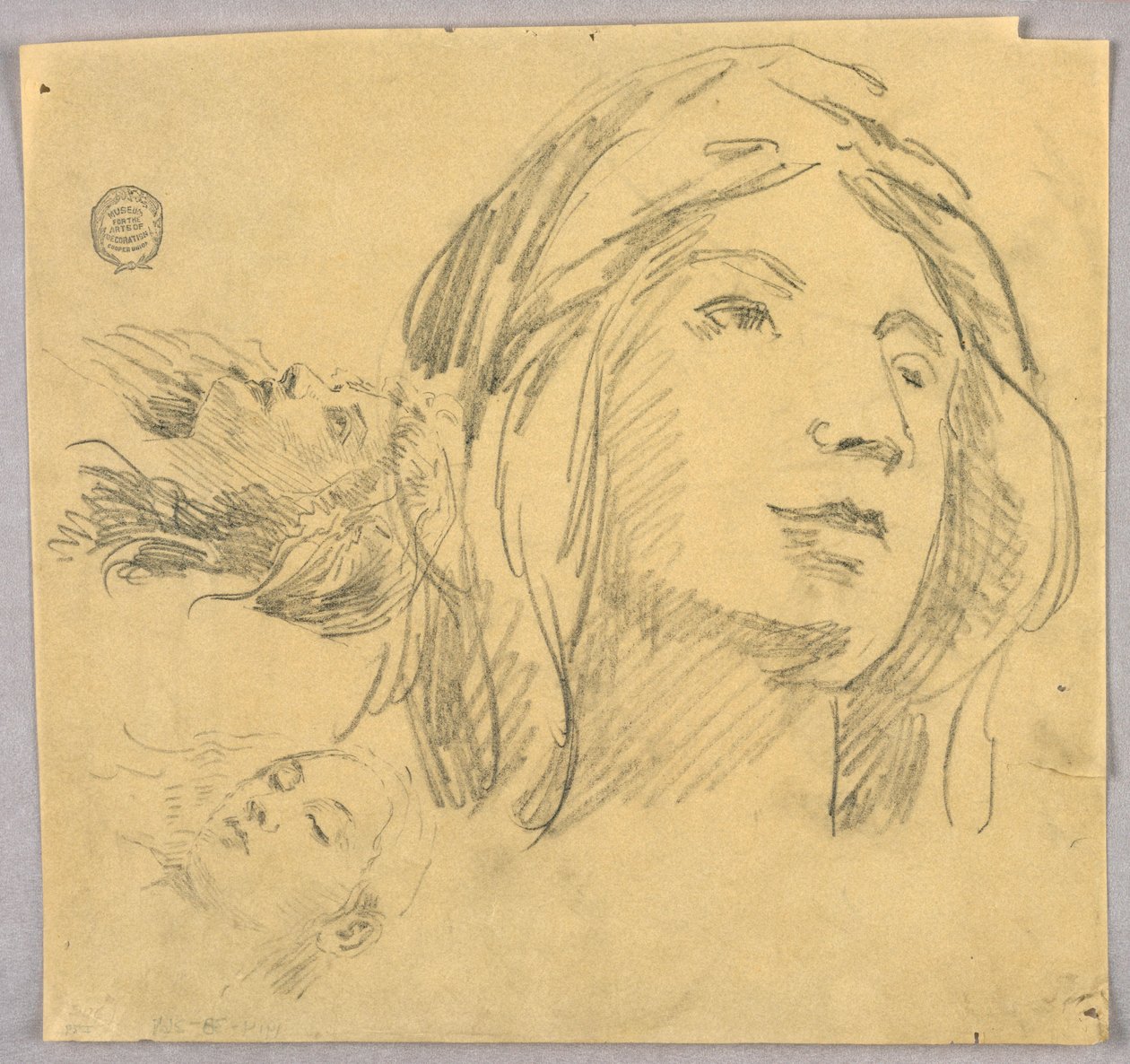 Sketches of Three Heads by Francis Augustus Lathrop