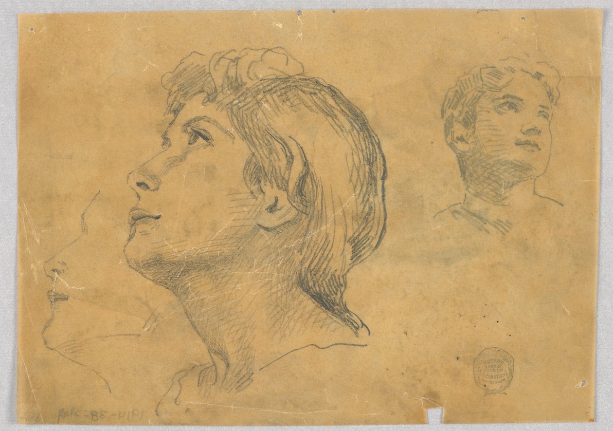 Sketches of Two Heads by Francis Augustus Lathrop