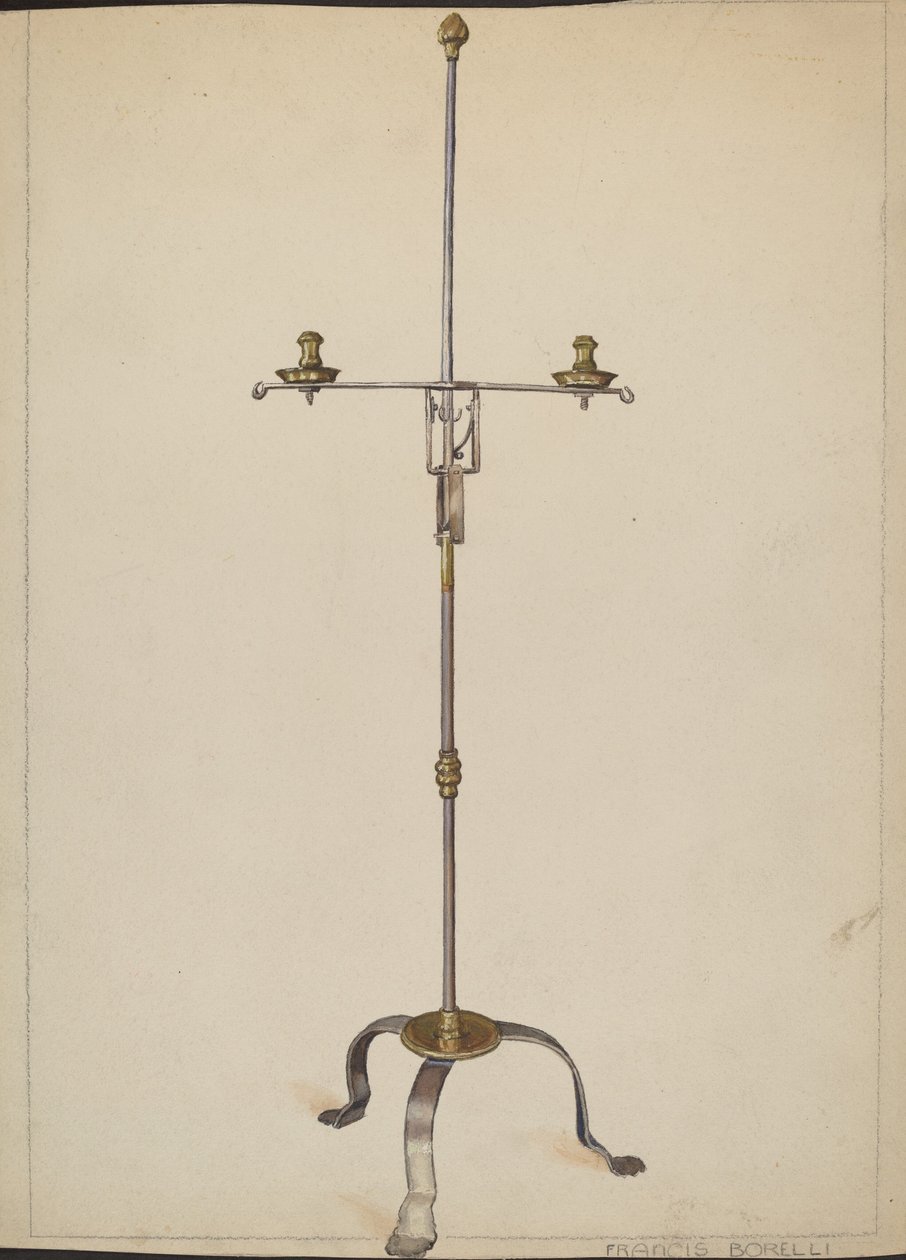 Iron and Brass Candlestand by Francis Borelli