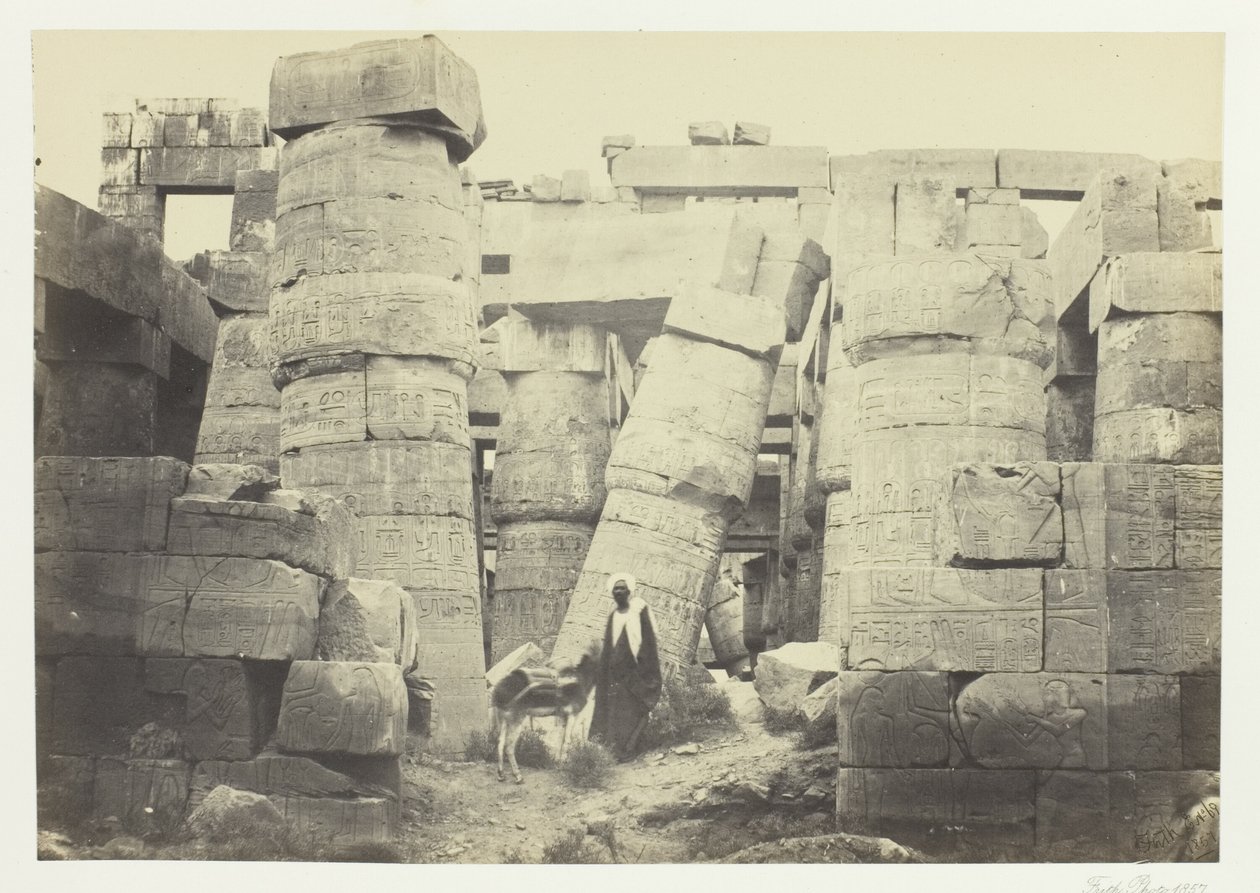 Pillars in the Great Hall, Karnak by Francis Frith