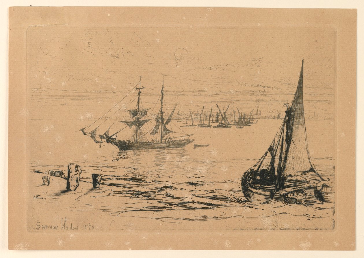 A Brig at Anchor by Francis Seymour Haden
