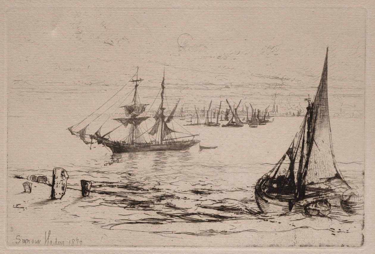 A Brig at Anchor by Francis Seymour Haden
