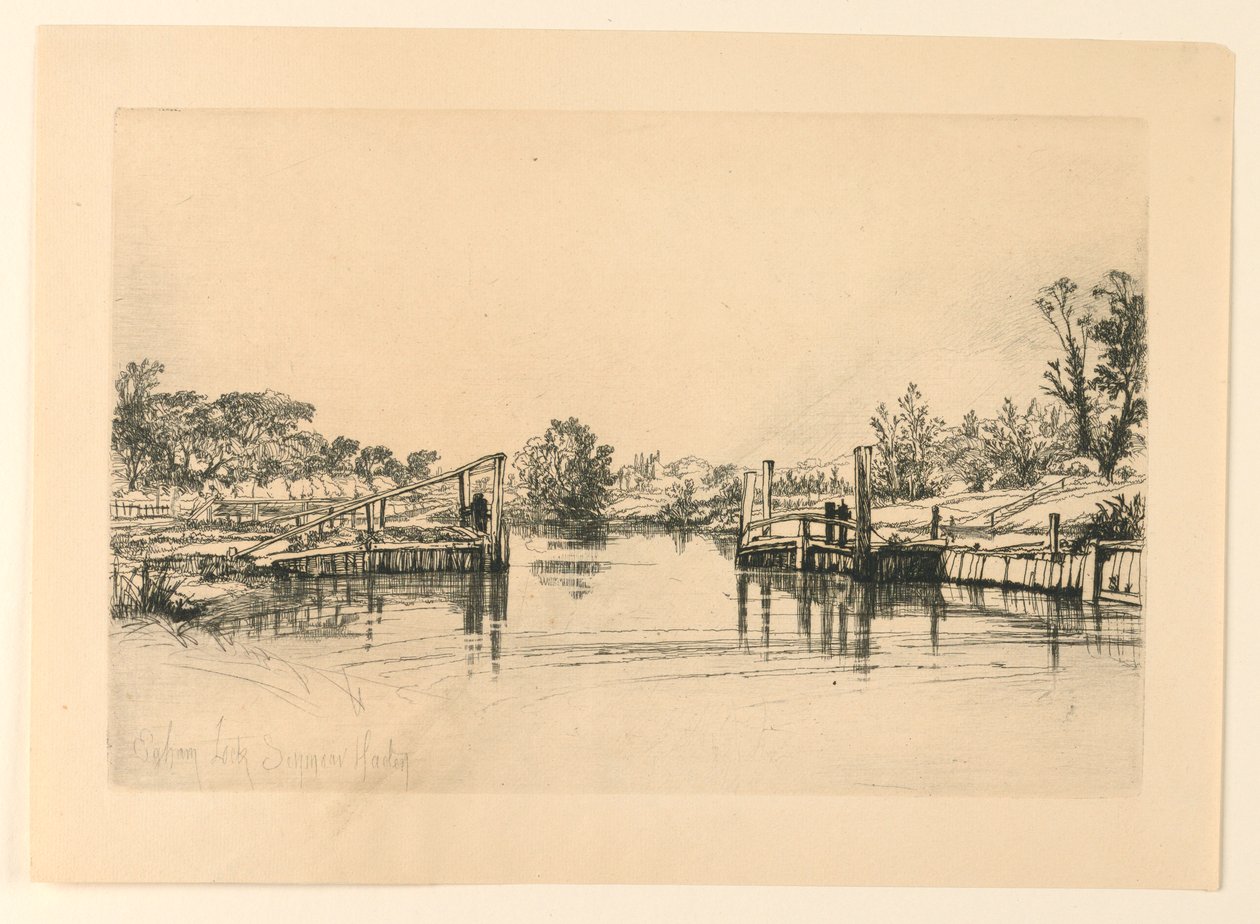 Egham Lock by Francis Seymour Haden