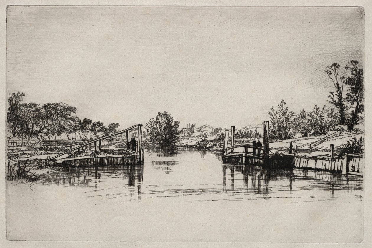Egham Lock by Francis Seymour Haden