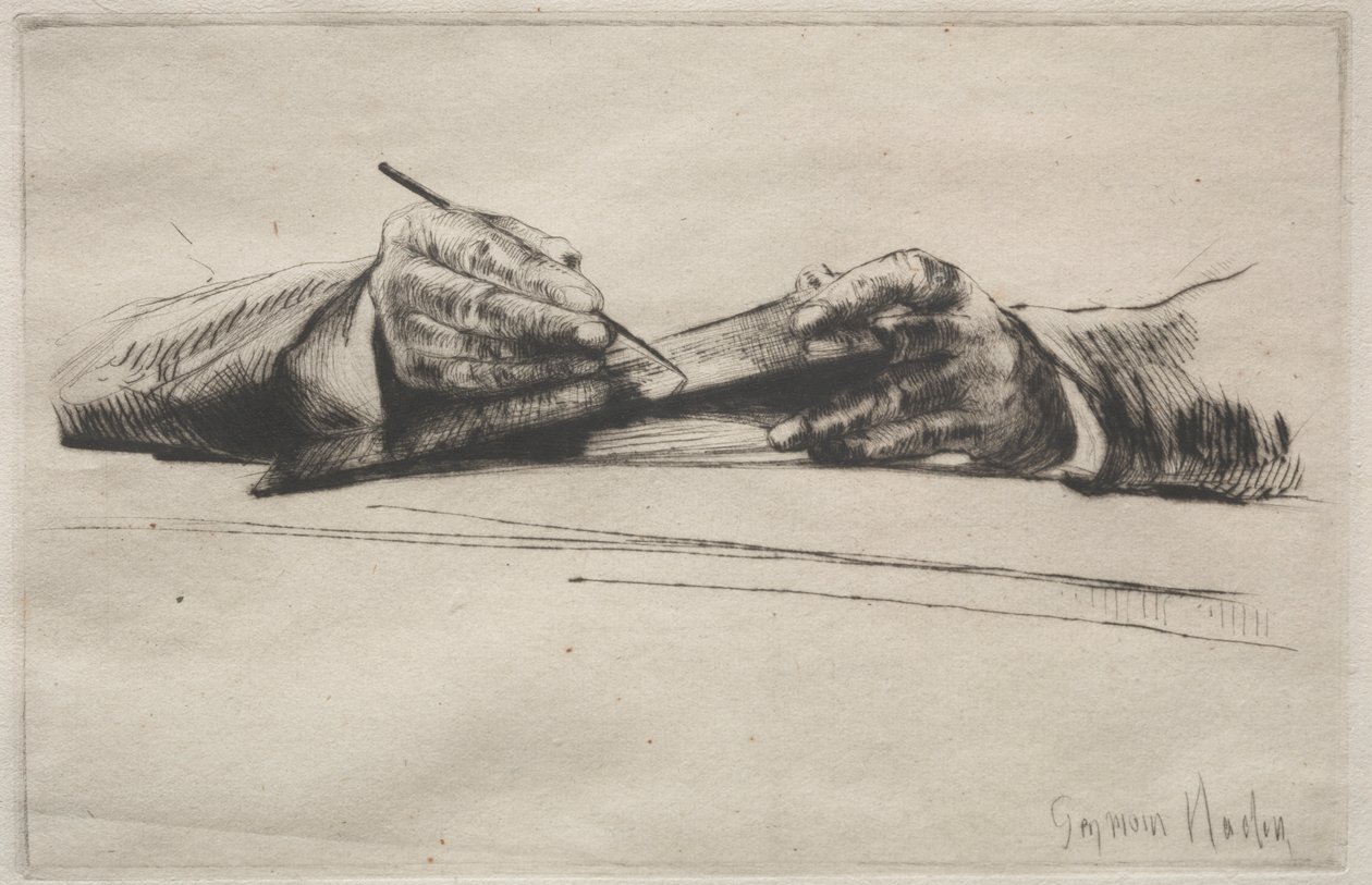 Hands Drypointing by Francis Seymour Haden