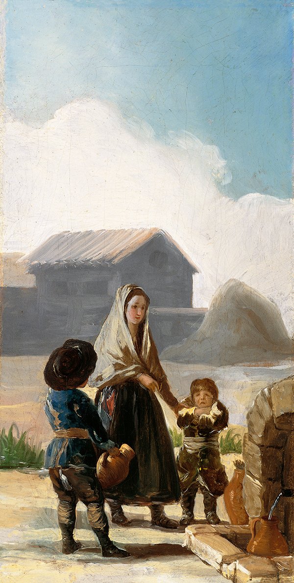 A Woman and Two Children by a Fountain by Francisco de Goya
