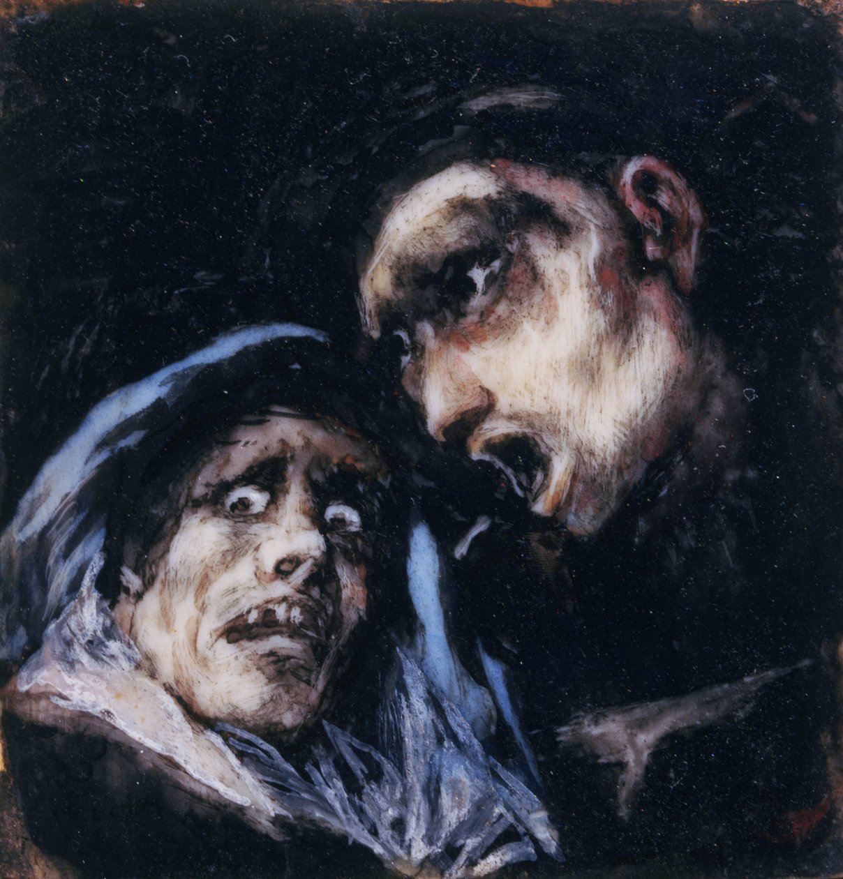 Monk Talking to an Old Woman by Francisco de Goya