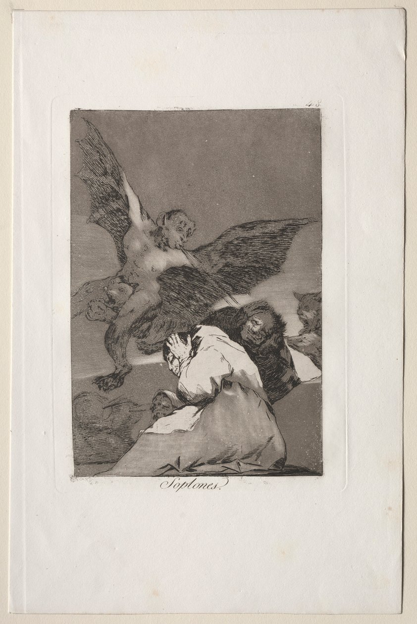 Caprichos: Tale-Bearers-Blasts of Wind by Francisco de Goya