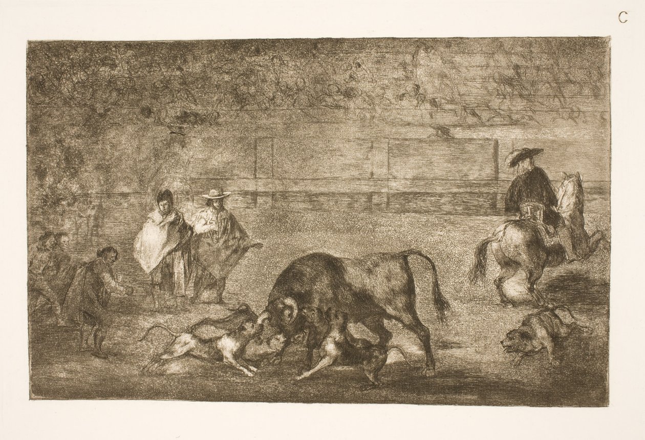 Dogs Set on the Bull by Francisco de Goya