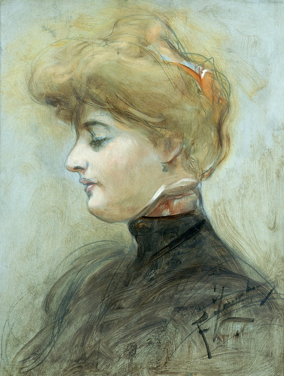 Head of a Blond Woman by Franciszek Zmurko