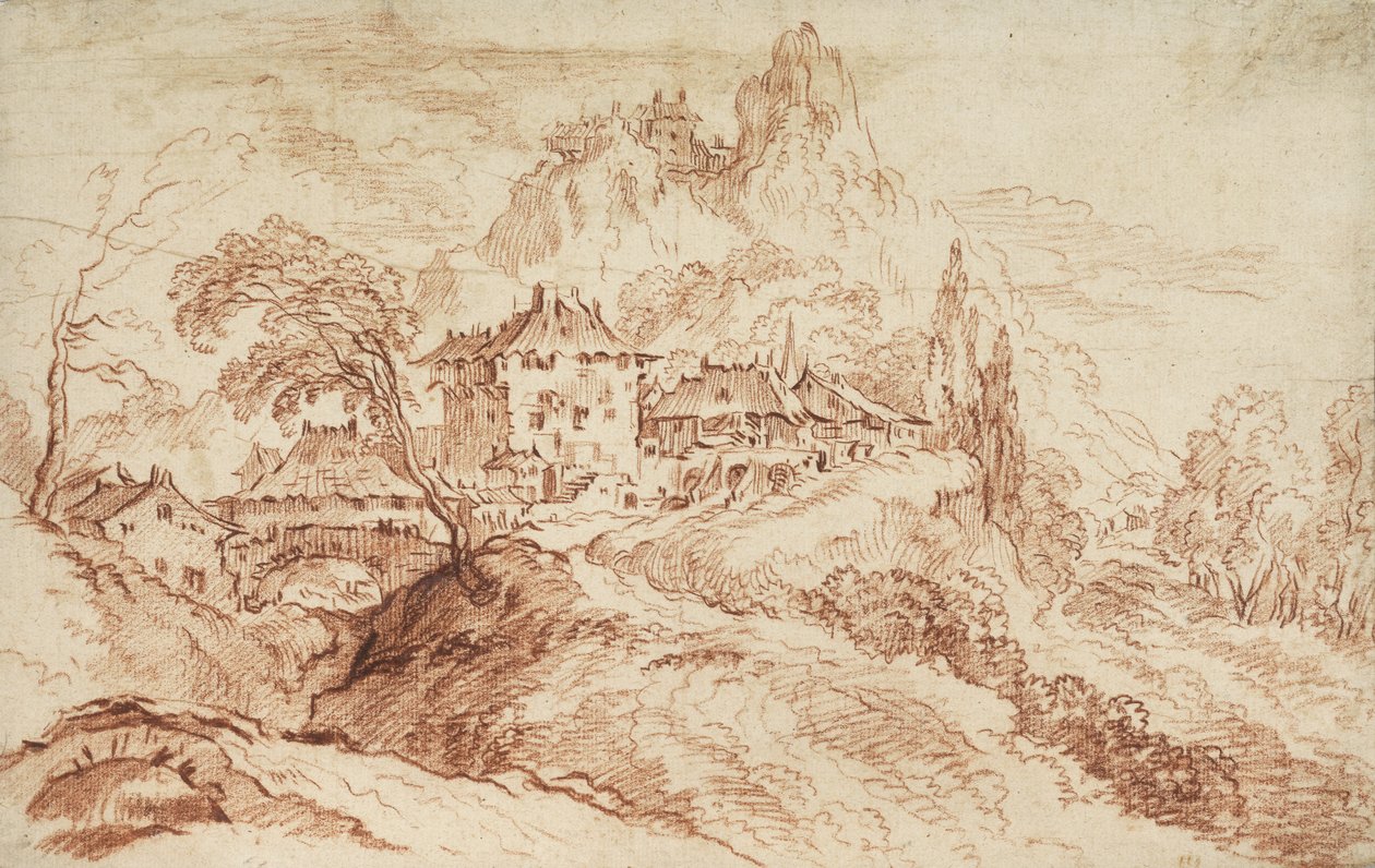 An Italian Village in a Mountainous Landscape by François Boucher