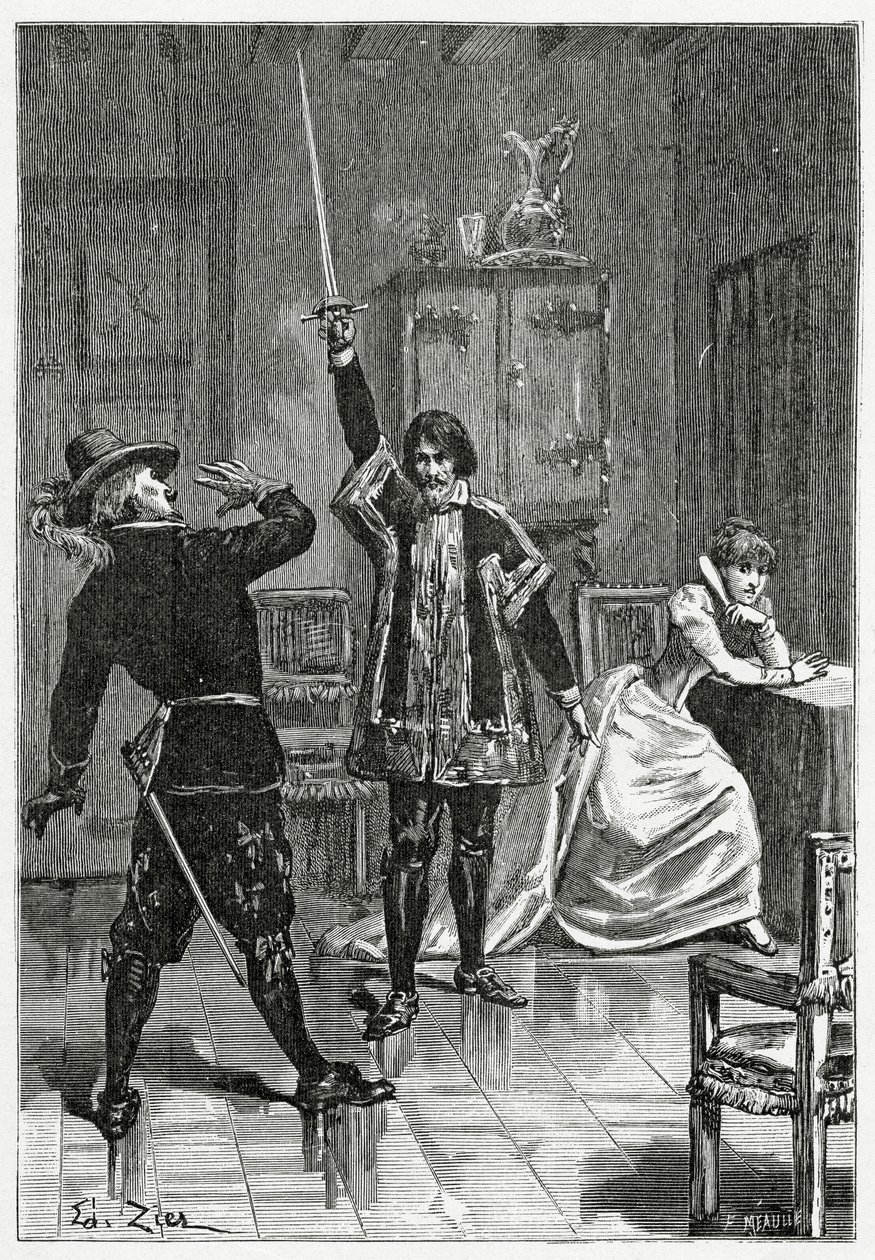 Ruy Blas Confronts Don Salluste, 19th Century by Francois Edouard Zier