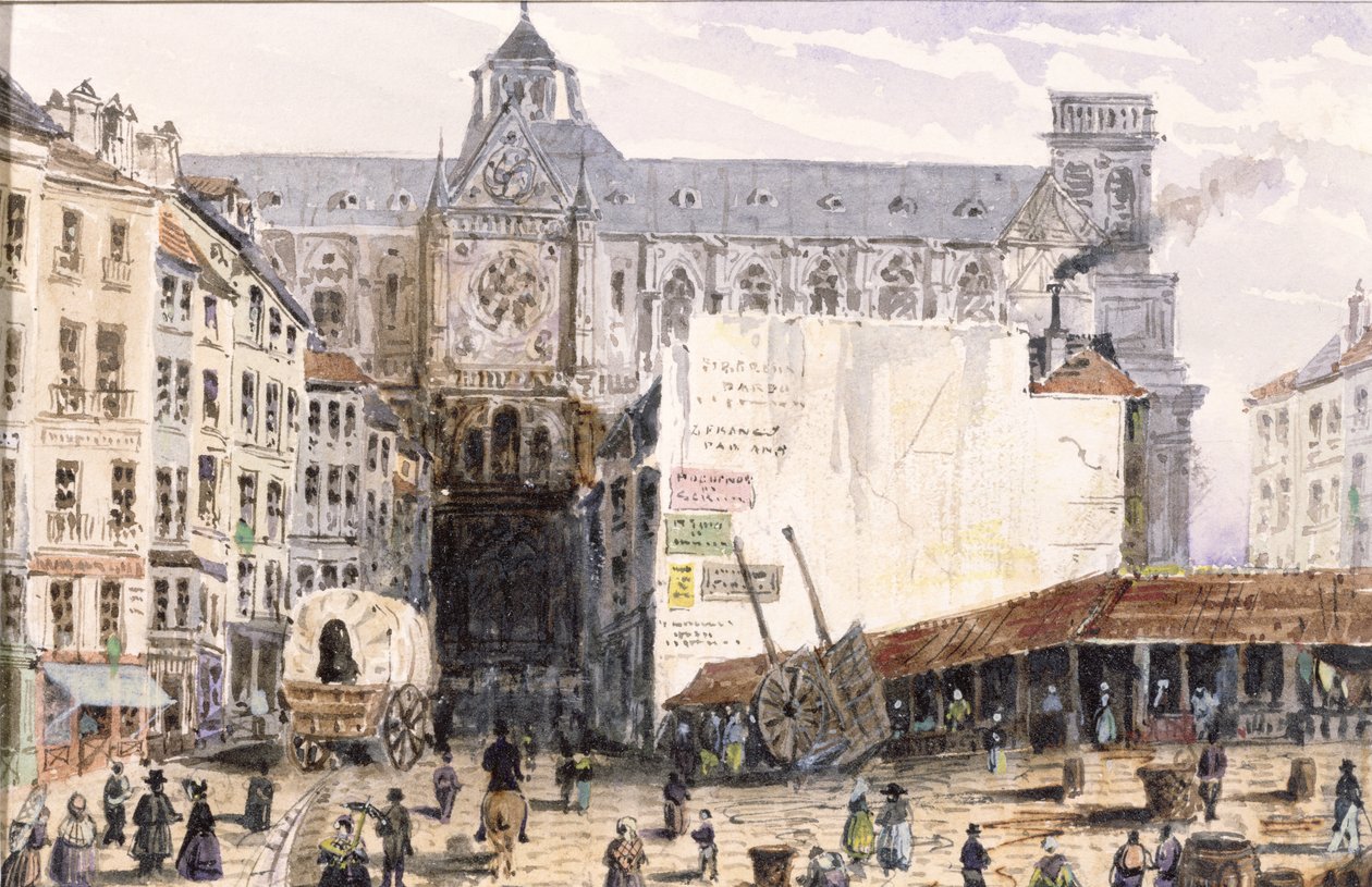 View of St. Eustache seen from the Rue Montmartre by Francois Louis Thomas Francia