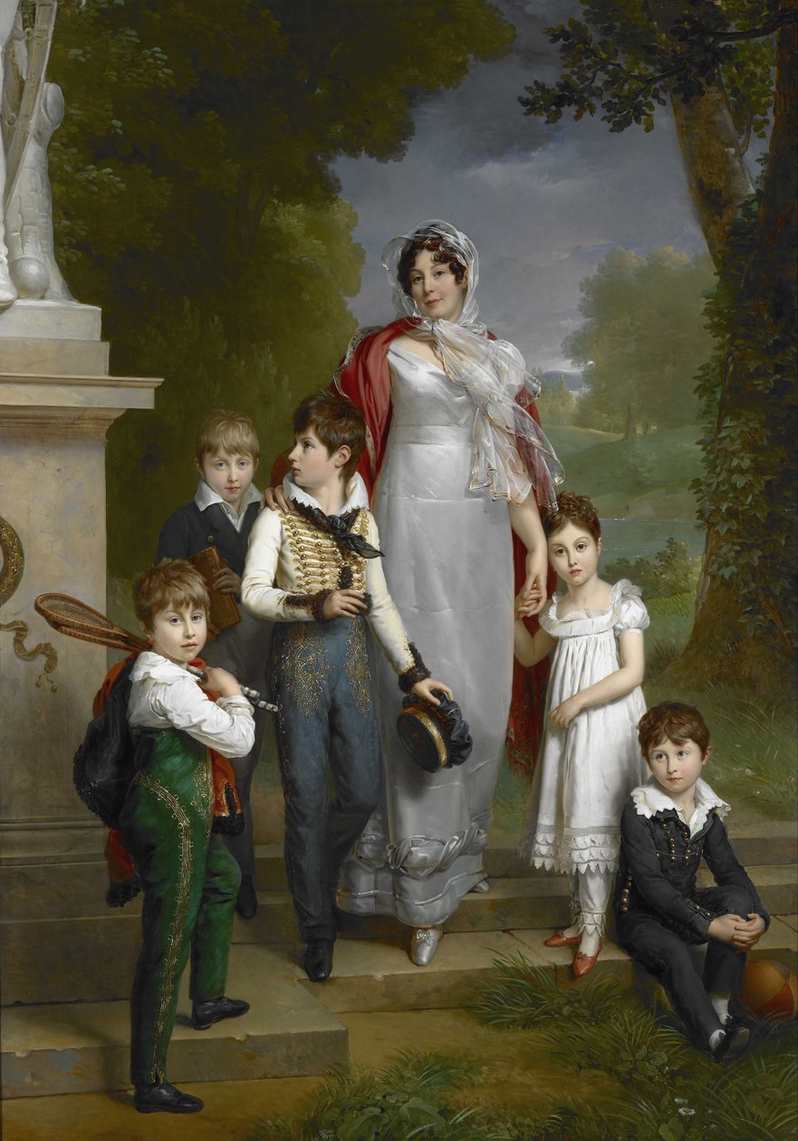 Portrait of Louise-Antoinette-Scholastique Guéhéneuc, Madame la Maréchale Lannes, Duchesse de Montebello, with her Children by Francois Pascal Simon Gerard