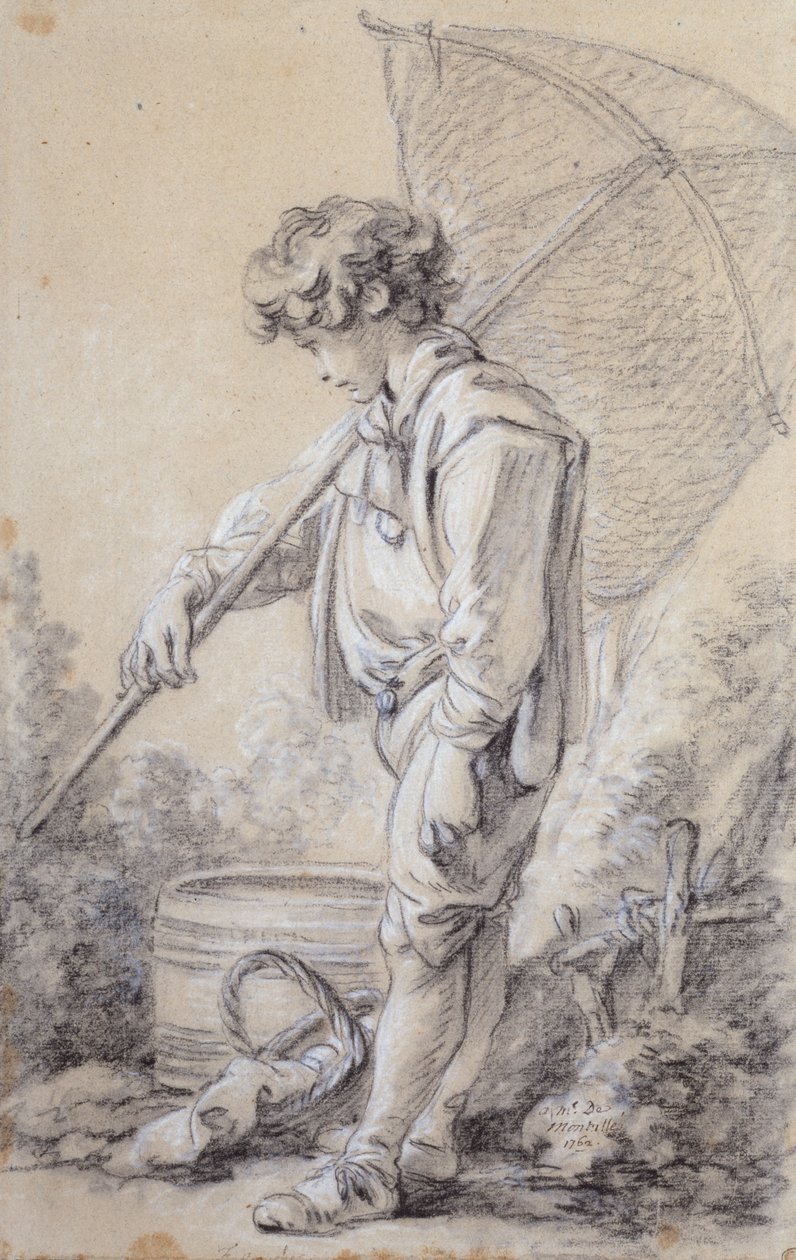 A Boy Holding a Net by François Boucher