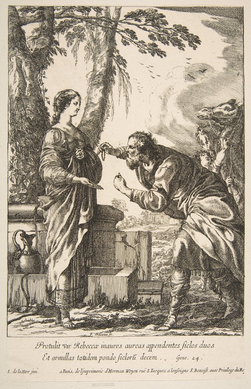 Rebecca and Eliezer by Francois Chauveau