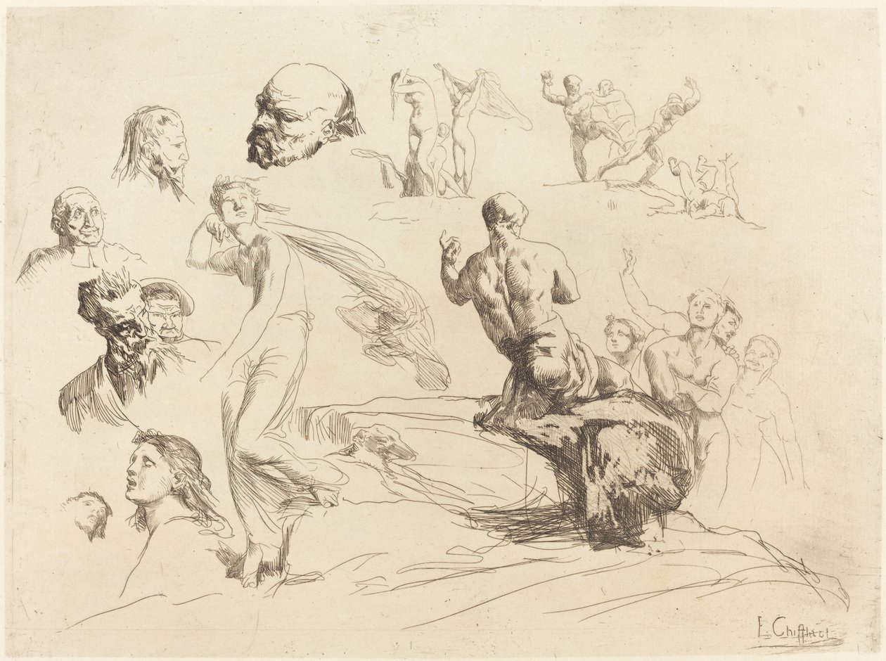Sketch Sheet by Francois Nicolas Chifflart