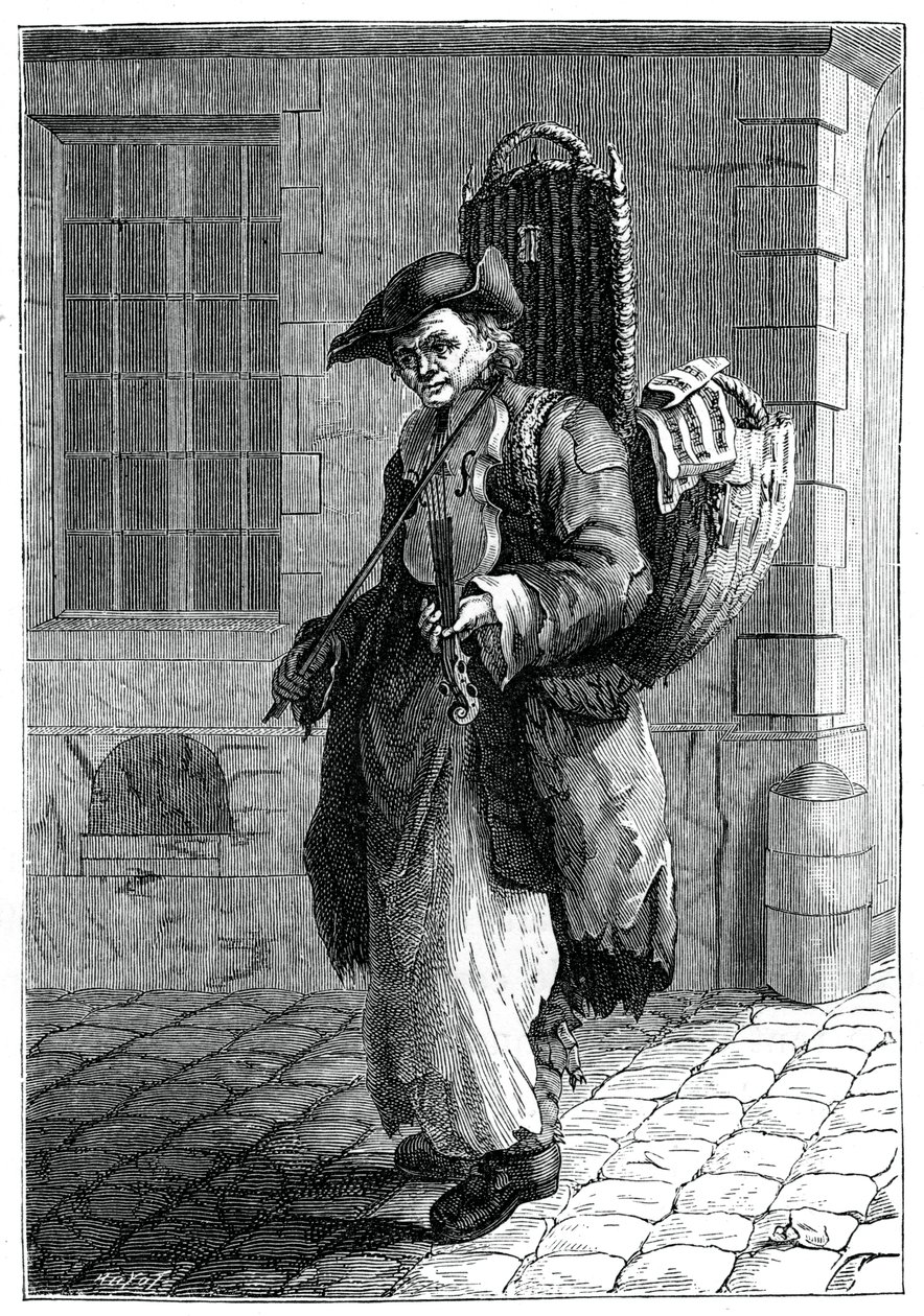 Travelling Musician, 1885 by Francois Robert Ingouf