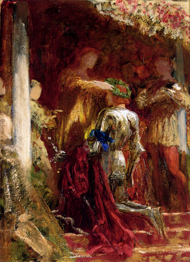 Victory, A Knight Being Crowned With A Laurel-Wreath by Frank Dicksee