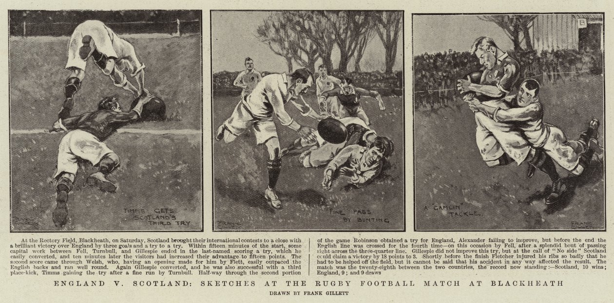 England v Scotland, Sketches at the Rugby Football Match at Blackheath by Frank Gillett