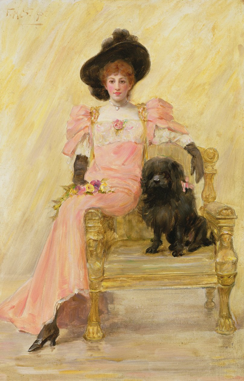 Portrait of a Lady with her Dog by Frank Markham Skipworth