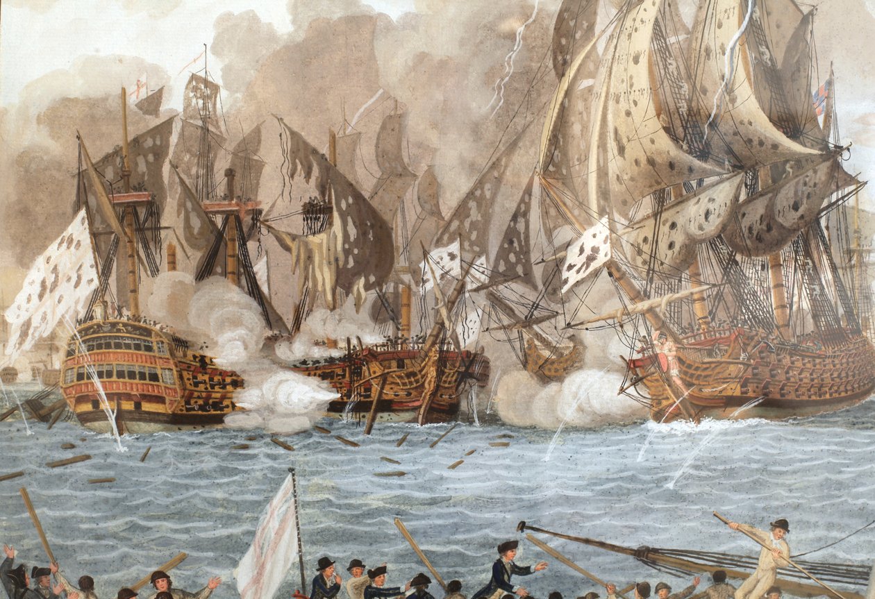 Naval Battle Fought on 12 April 1782 Near Guadeloupe (Battle of the Saintes) by François Aimé Louis Dumoulin